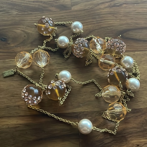 💖 Kate Spade Vintage Long Layering Necklace w/Rhinestone Baubles - Picture 4 of 4